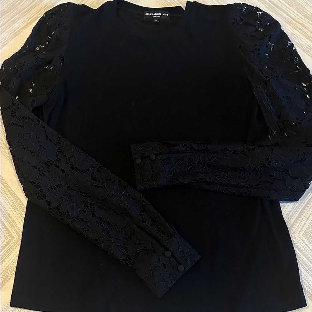 Generation Love Black Lace Sleeve Long Sleeve Top Size XS
